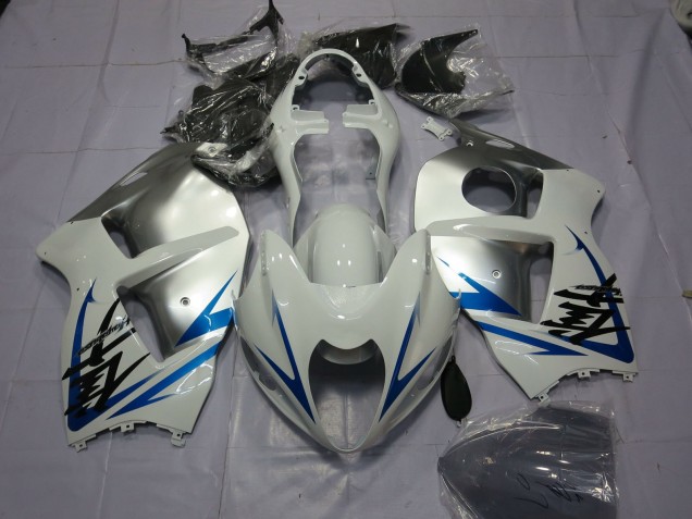 Azul Blanco & Plata 1997-2007 Suzuki GSXR 1300 Carenado Moto