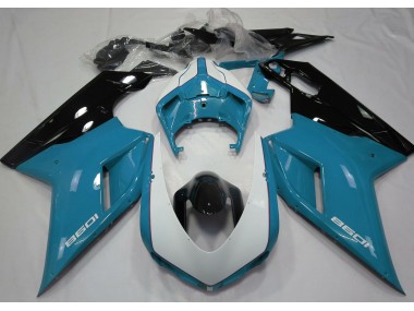 Azul Claro Brillante & Blanco 2007-2014 Ducati 848 1098 1198 Carenado Moto