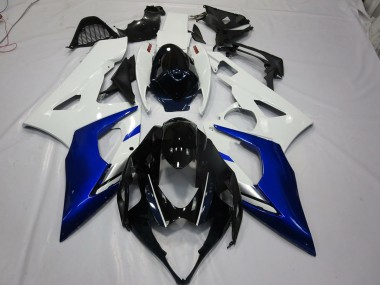 Blanco & Azul 2005-2006 Suzuki GSXR 1000 Carenado Moto