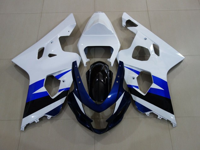 Blanco Brillante & Azul Intenso 2004-2005 Suzuki GSXR 600-750 Carenado Moto