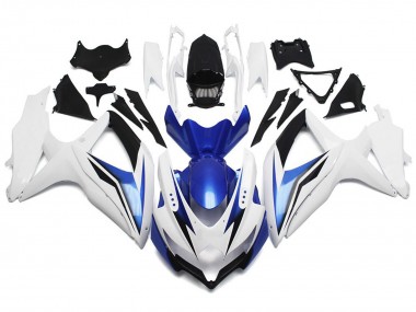 Blanco Brillante Con Plata & Azul 2008-2010 Suzuki GSXR 600-750 Carenado Moto