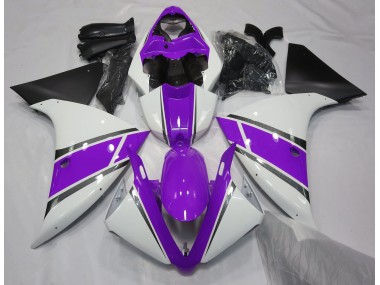 Blanco Brillante & Morado 2009-2011 Yamaha R1 Carenado Moto