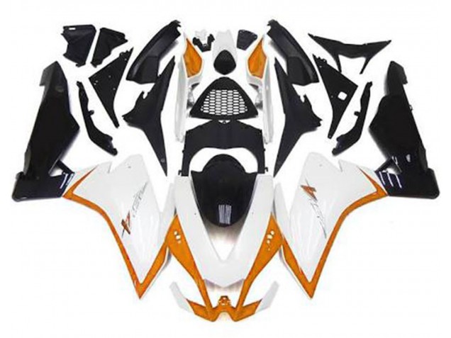 Blanco Brillante & Naranja 2010-2015 Aprilia RSV4 1000 Carenado Moto