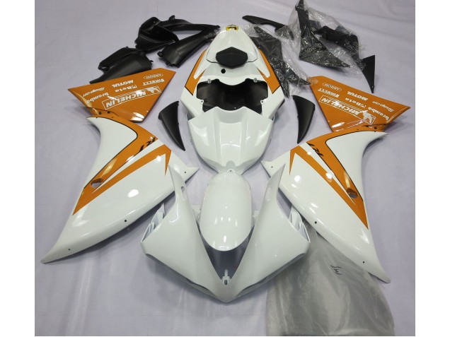 Blanco Brillante & Naranja 2012-2014 Yamaha R1 Carenado Moto