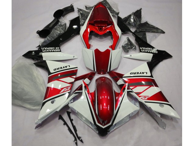 Blanco Brillante & Rojo 2007-2008 Yamaha R1 Carenado Moto