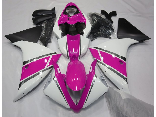 Blanco Brillante & Rosa 2009-2011 Yamaha R1 Carenado Moto