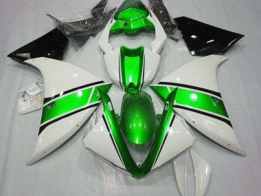 Blanco Brillante & Verde Metalizado 2009-2011 Yamaha R1 Carenado Moto