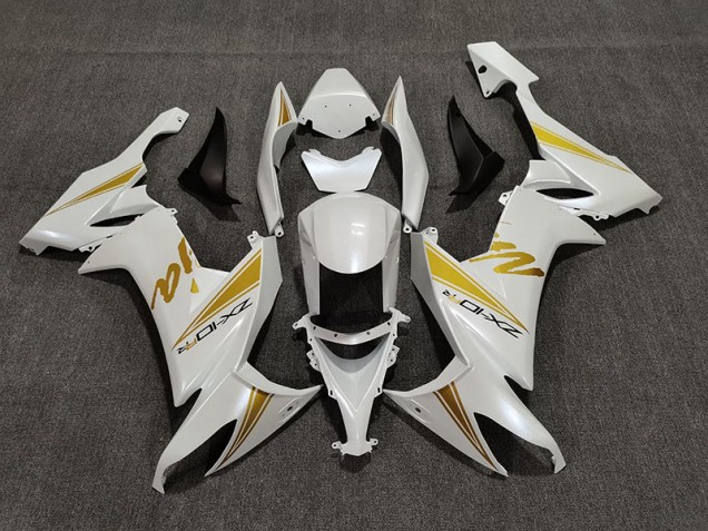 Blanco Perla & Oro 2008-2010 Kawasaki ZX10R Carenado Moto