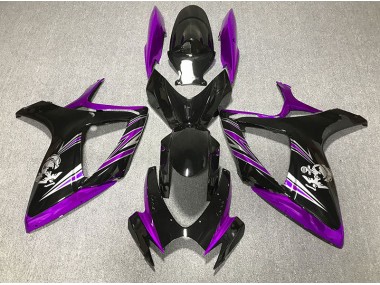 Diseño Morado Brillante & Negro 2006-2007 Suzuki GSXR 600-750 Carenado Moto