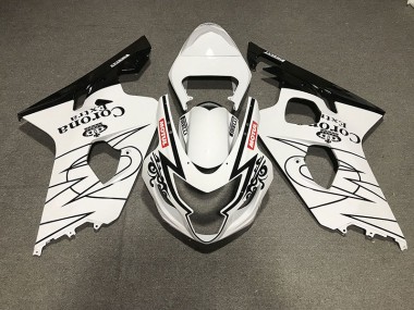 Estilo Corona En Blanco & Negro Brillante 2004-2005 Suzuki GSXR 600-750 Carenado Moto