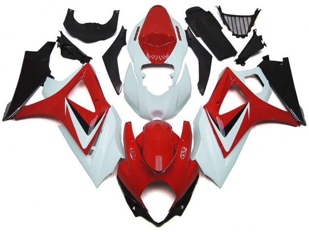 Estilo Rojo Brillante Con Blanco OEM 2007-2008 Suzuki GSXR 1000 Carenado Moto