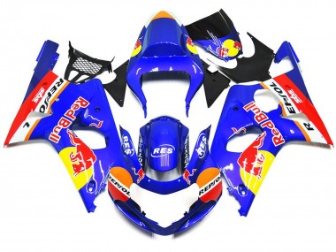 Kit De Estilo OEM Rojo Personalizado Red Bull 2000-2002 Suzuki GSXR 1000 Carenado Moto