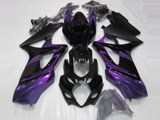 Morado Humor & Negro Brillante 2007-2008 Suzuki GSXR 1000 Carenado Moto