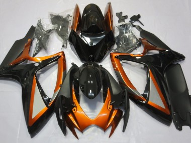 Naranja Brillante & Negro 2006-2007 Suzuki GSXR 600-750 Carenado Moto