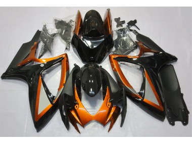 Naranja Brillante & Negro 2006-2007 Suzuki GSXR 600-750 Carenado Moto