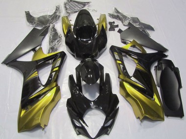 Negro Brillante & Amarillo 2007-2008 Suzuki GSXR 1000 Carenado Moto