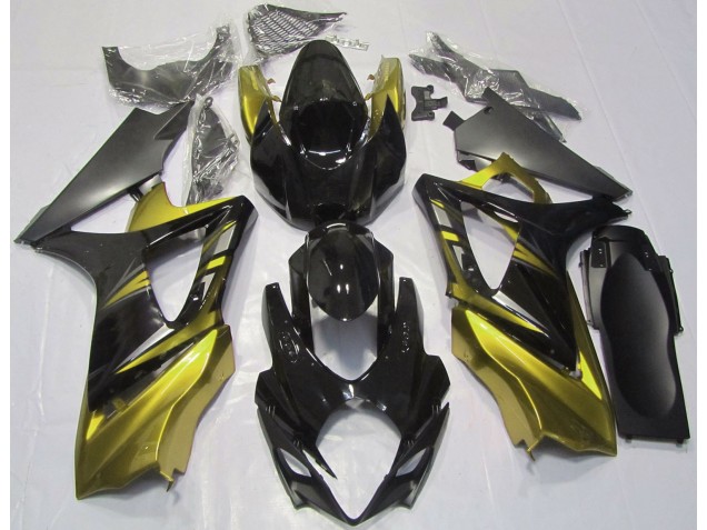 Negro Brillante & Amarillo 2007-2008 Suzuki GSXR 1000 Carenado Moto