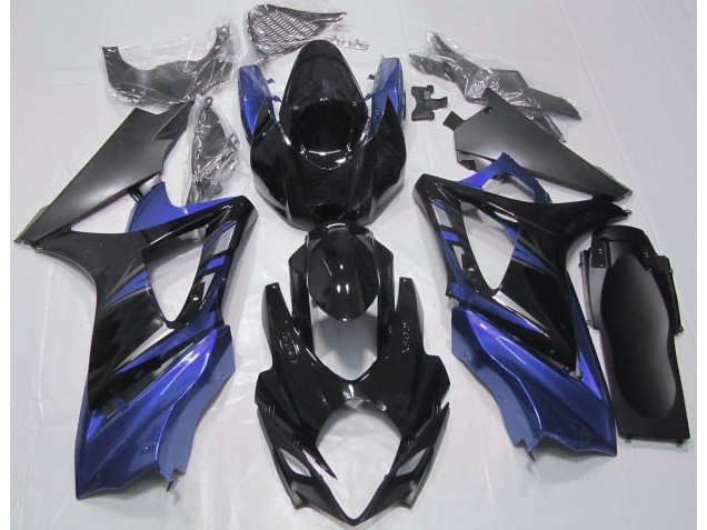 Negro Brillante & Azul 2007-2008 Suzuki GSXR 1000 Carenado Moto