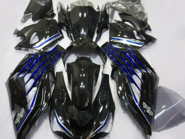 Negro Brillante & Azul 2012-2021 Kawasaki ZX14R Carenado Moto