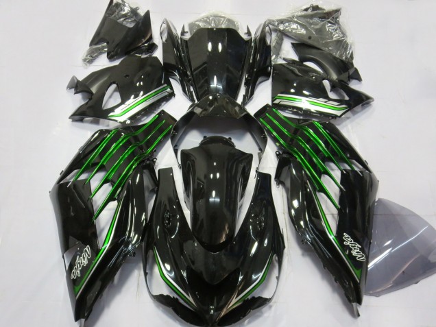 Negro Brillante Con Verde 2012-2021 Kawasaki ZX14R Carenado Moto