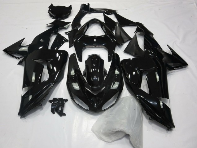 Negro Brillante Liso 2006-2007 Kawasaki ZX10R Carenado Moto