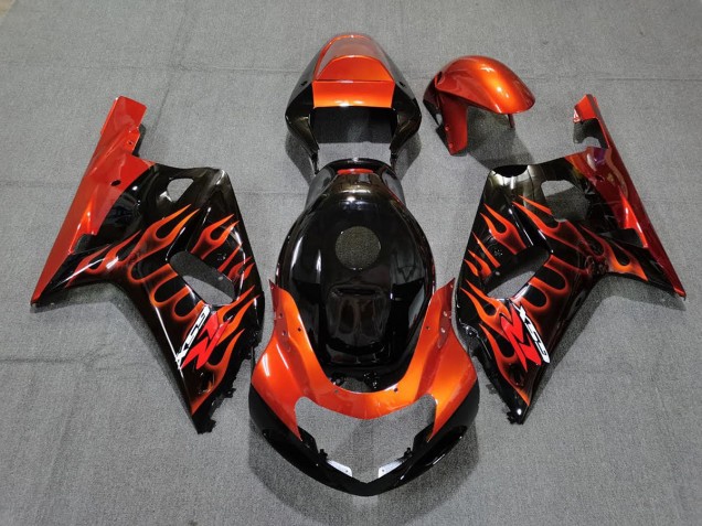 Negro Brillante & Naranja 2001-2003 Suzuki GSXR 600-750 Carenado Moto