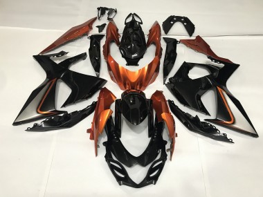 Negro Brillante & Naranja Brillante 2009-2016 Suzuki GSXR 1000 Carenado Moto