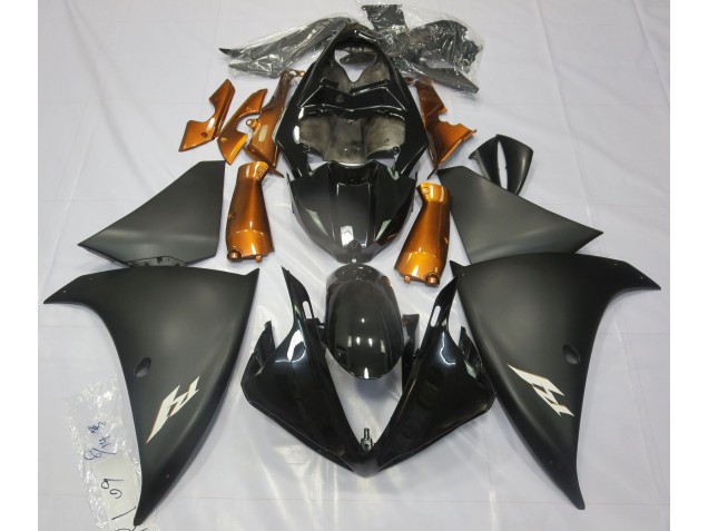 Negro Mate & Naranja 2009-2011 Yamaha R1 Carenado Moto