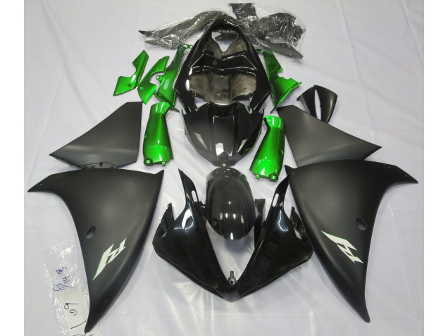 Negro Mate & Verde 2009-2011 Yamaha R1 Carenado Moto