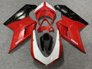 Negro Rojo Blanco 2007-2014 Ducati 848 1098 1198 Carenado Moto