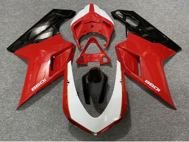 Negro Rojo Blanco 2007-2014 Ducati 848 1098 1198 Carenado Moto