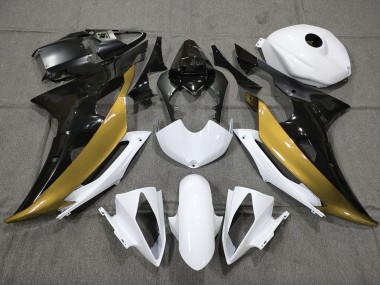 Oro Personalizado En Blanco & Negro 2008-2016 Yamaha R6 Carenado Moto