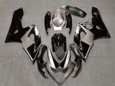 Plata & Negro 2005-2006 Suzuki GSXR 1000 Carenado Moto