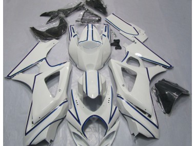 Raya Fina Azul Blanca Brillante 2007-2008 Suzuki GSXR 1000 Carenado Moto