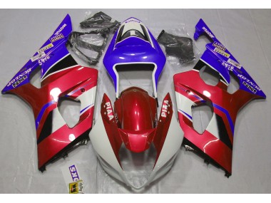 Rojo Caramelo Brillante & Azul 2003-2004 Suzuki GSXR 1000 Carenado Moto