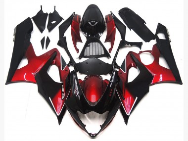 Rojo Granate & Negro Brillante 2005-2006 Suzuki GSXR 1000 Carenado Moto