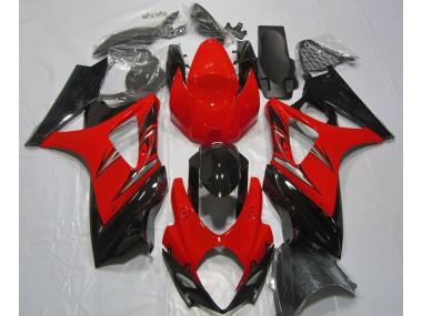 Rojo Lava & Negro 2007-2008 Suzuki GSXR 1000 Carenado Moto