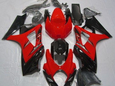 Rojo Lava & Negro 2007-2008 Suzuki GSXR 1000 Carenado Moto