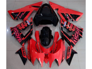 Rojo & Negro & Logotipos 2004-2005 Kawasaki ZX10R Carenado Moto