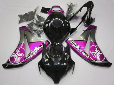 Rosa Sobre Negro Personalizado 2008-2011 Honda CBR1000RR Carenado Moto