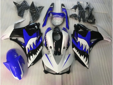 Tiburón Azul & Blanco 2015-2018 Yamaha R3 Carenado Moto