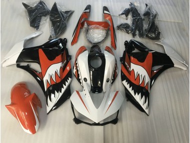 Tiburón Naranja & Blanco 2015-2018 Yamaha R3 Carenado Moto