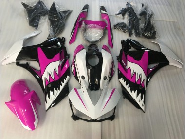 Tiburón Rosa & Blanco 2015-2018 Yamaha R3 Carenado Moto