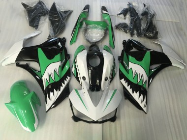 Tiburón Verde & Blanco 2015-2018 Yamaha R3 Carenado Moto