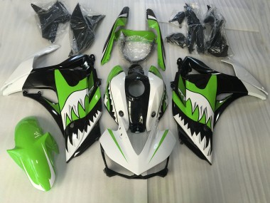 Tiburón Verde Lima & Blanco 2015-2018 Yamaha R3 Carenado Moto