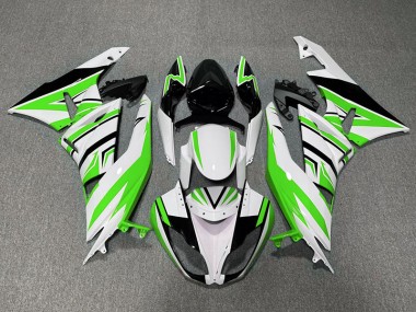 Verde Blanco & Negro Zag 2009-2012 Kawasaki ZX6R Carenado Moto