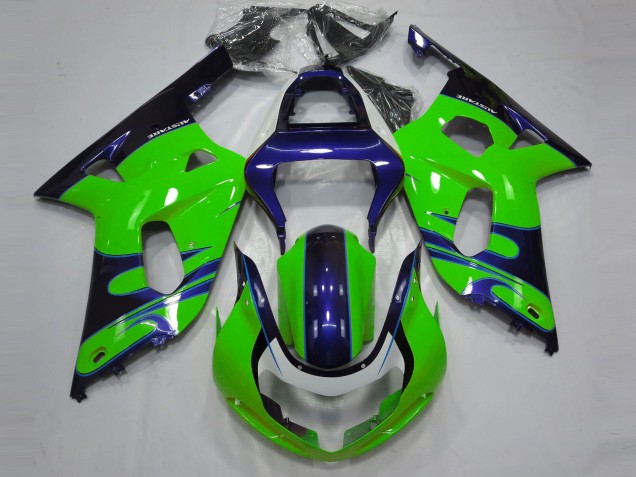 Verde Brillante & Azul 2001-2003 Suzuki GSXR 600-750 Carenado Moto