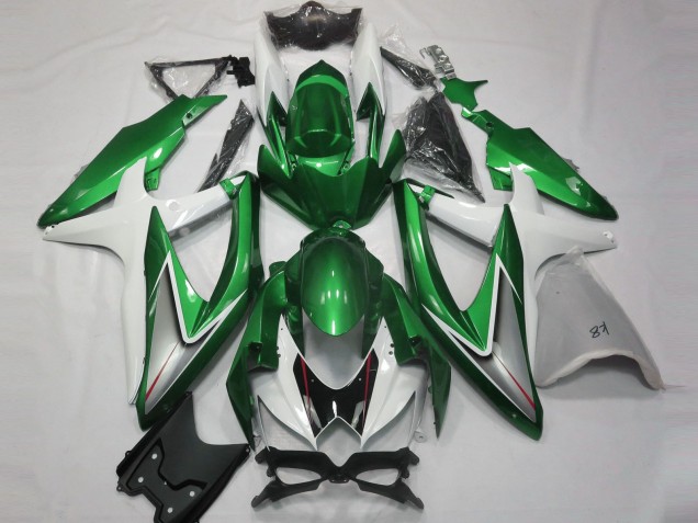 Verde Brillante & Blanco 2008-2010 Suzuki GSXR 600-750 Carenado Moto