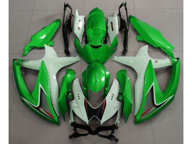 Verde Brillante & Blanco 2008-2010 Suzuki GSXR 600-750 Carenado Moto