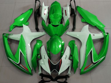 Verde Brillante & Blanco 2008-2010 Suzuki GSXR 600-750 Carenado Moto